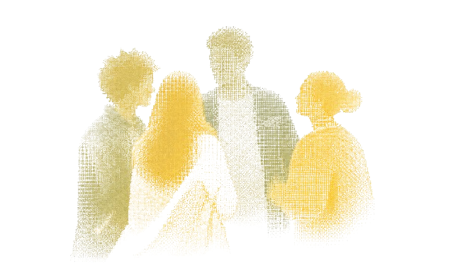 Patients and families represented as halftone figures